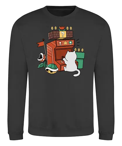 Gamer Cat - arcade, cat, katze, mario, 8bit, retro - Sweatshirt