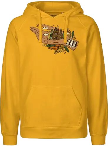 Deep in the woods. - nature, woods, Cabin, art, kunst, natur, outdoor, hutte - Fairtrade Hoodie