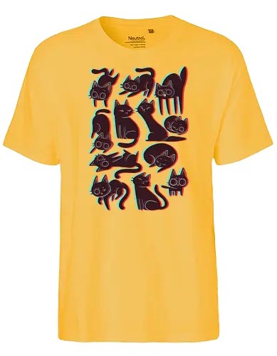 3D Cats - cat, katze, 3d, cute - Fairtrade T-Shirt