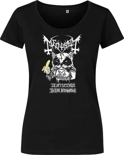 Meowhem - cat, metal, black metal, Meowham, banana, mashup, fun, neko, katze - Women T-Shirt