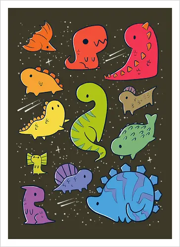 Tiny Rainbow Dinosaurs