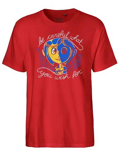 Careful Wish - Coraline, knopf, button - Fairtrade T-Shirt