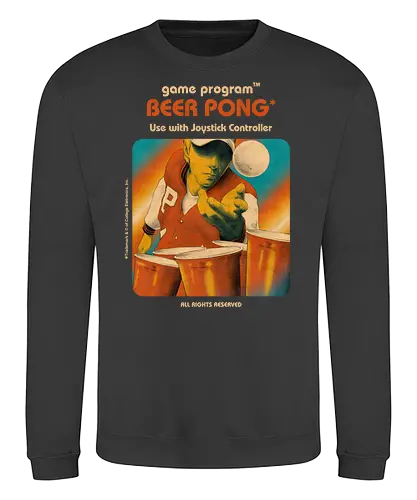 Beer Pong Simulator - gaming, Beer Pong, retro, fun, 80s, 70s, catridge, amiga - Sweatshirt