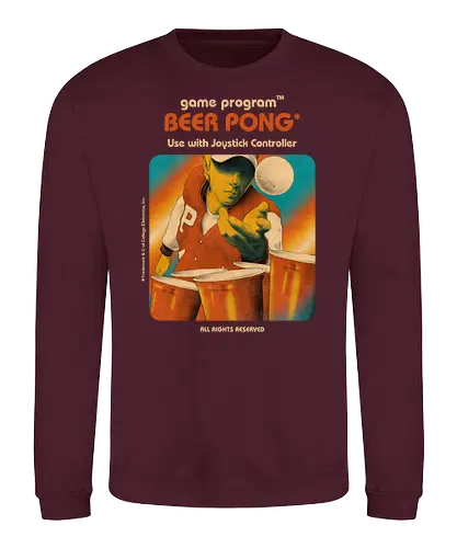 Beer Pong Simulator - gaming, Beer Pong, retro, fun, 80s, 70s, catridge, amiga - Sweatshirt