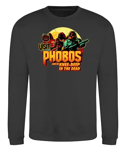 Visit Phobos - phobos, doom, moon, mond, gaming - Sweatshirt