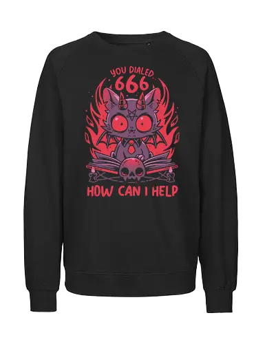 Satanic Support Cat - satan, cat, katze, telefon, 666 - Fairtrade Sweatshirt