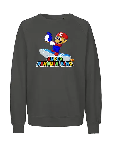 Super Penguin King - mario, penguin, 64, retro, gaming - Fairtrade Sweatshirt