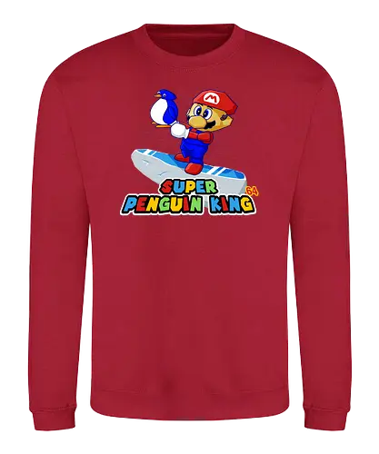 Super Penguin King - mario, penguin, 64, retro, gaming - Sweatshirt