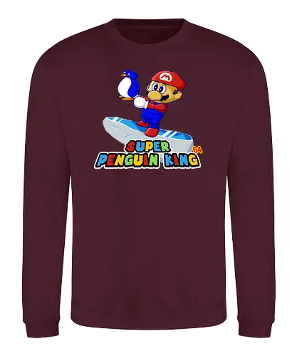 Super Penguin King - mario, penguin, 64, retro, gaming - Sweatshirt