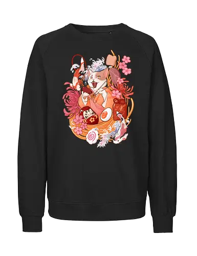 Fortune Ramen - fortune, luck, ramen, yokai, cat, katze - Fairtrade Sweatshirt