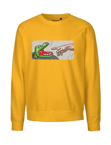 The Creation of a bite! - croco, doc, game, retro, krokodil, da vinci, creation - Fairtrade Sweatshirt