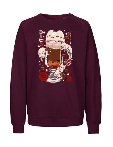 CatPuccino - Coffee Kawaii Cat - Katze, Kaffee, Cappuccino - Fairtrade Sweatshirt