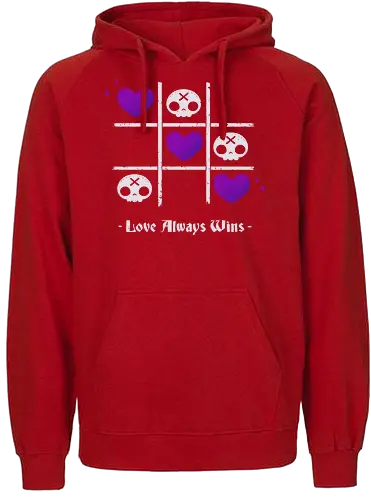 Love Always Wins Creepy Cute Skull - Tic-Tac-Toe - Fairtrade Hoodie