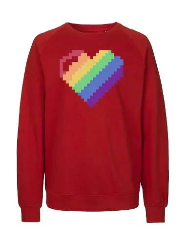 Rainbow Pixel Heart Game - Love, Colorful, Hrt - Fairtrade Sweatshirt