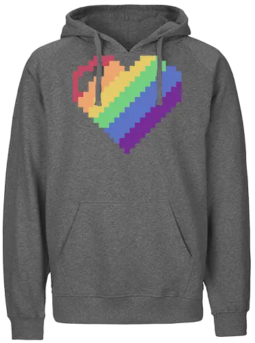 Rainbow Pixel Heart Game - Love, Colorful, Hrt - Fairtrade Hoodie