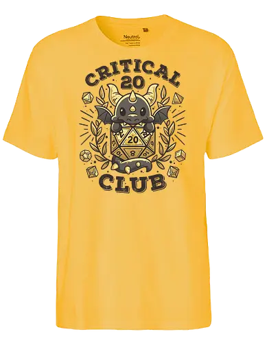 Critical 20 Club - pen and paper, rpg, dice, dragon, drache, w20 - Fairtrade T-Shirt