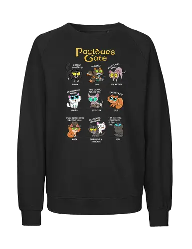 Pawldur's Gate - baldur, katze, cat, gaming, rollenspiel, rpg - Fairtrade Sweatshirt