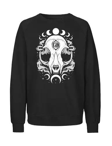 Occult Moon Cat - mond, cat, katze, dark, fantasy, illustration - Fairtrade Sweatshirt