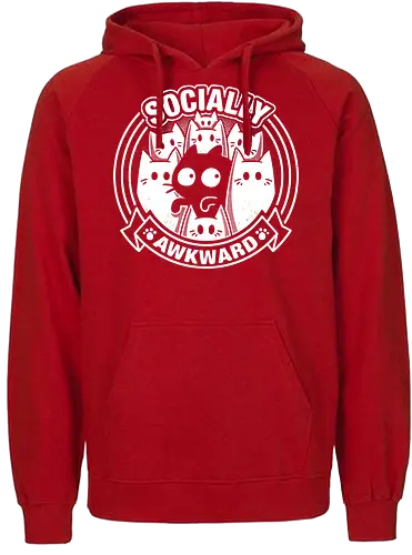 Socially Awkward Cat - cat, katze, awkward, anxiety - Fairtrade Hoodie
