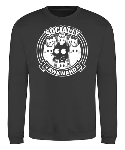 Socially Awkward Cat - cat, katze, awkward, anxiety - Sweatshirt