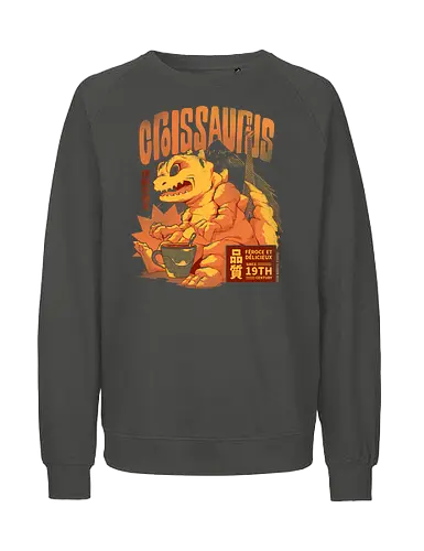 Croissaurus - dinosaur, dino, croissant, kaiju, monster - Fairtrade Sweatshirt