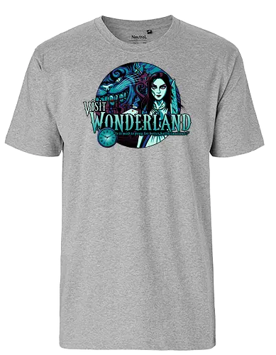 Visit Wonderland - alice, wunderland, cheshire cat, katze, maComiconsoles - Fairtrade T-Shirt