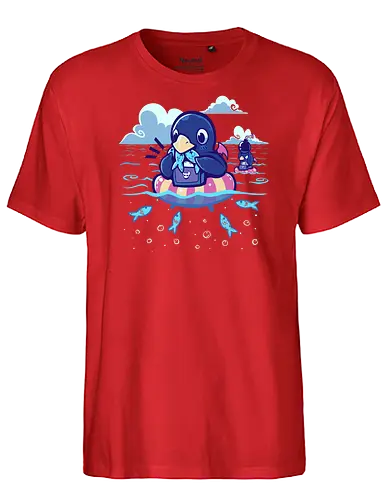 Summer Sardine Feast - Penguin, Fish, Ocean - Fairtrade T-Shirt