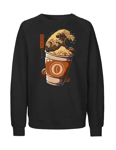 Great Wave of Takeout Coffee - Kanagawa, Katsushika, Coffee, Bn - Fairtrade Sweatshirt