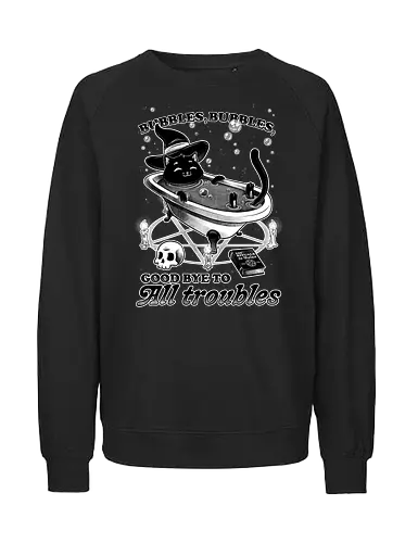 Bubbles - cat, katze, witch, troubles, bath, baden - Fairtrade Sweatshirt