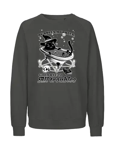 Bubbles - cat, katze, witch, troubles, bath, baden - Fairtrade Sweatshirt