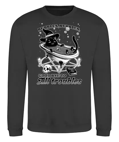 Bubbles - cat, katze, witch, troubles, bath, baden - Sweatshirt