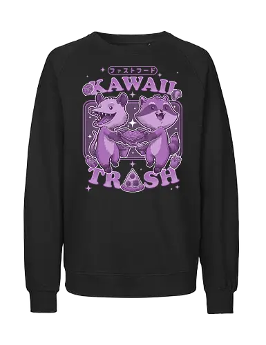 Kawaii Trash - pizza, trash, fastfood, opossum, waschbär, raccoon - Fairtrade Sweatshirt