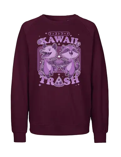 Kawaii Trash - pizza, trash, fastfood, opossum, waschbär, raccoon - Fairtrade Sweatshirt
