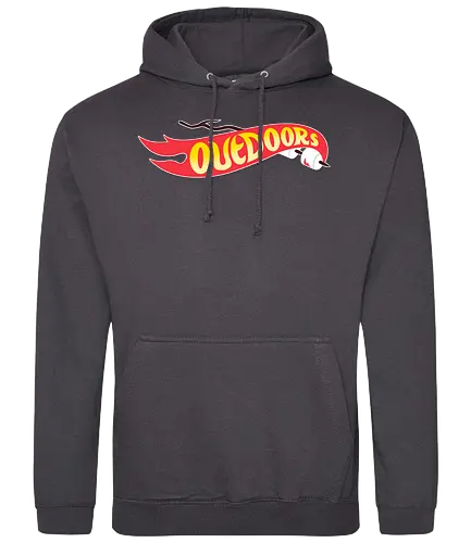 Outdoors! - outdoor, marshmallow, bonfire, camping, wheels, retro, 90s - Standard Hoodie