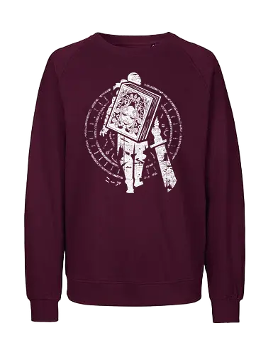 Protagonist and Book - grimoire, weiss, book, gaming, automata - Fairtrade Sweatshirt
