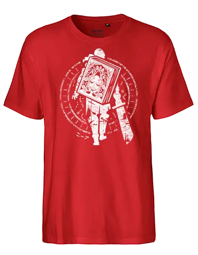 Protagonist and Book - grimoire, weiss, book, gaming, automata - Fairtrade T-Shirt