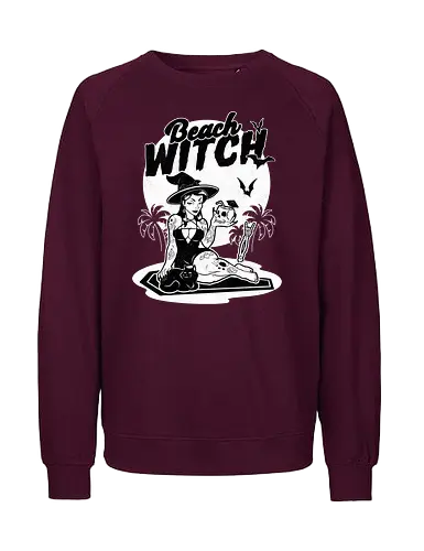Beach witch Goth Summer - Witch, Sun, Black, Cat - Fairtrade Sweatshirt