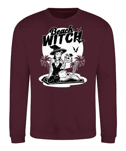 Beach witch Goth Summer - Witch, Sun, Black, Cat - Sweatshirt