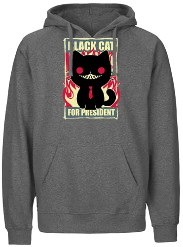 Black Cat for President - Fire, Hell, Tie, Cat, Katze - Fairtrade Hoodie