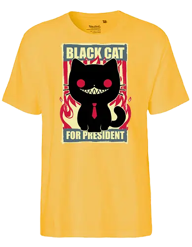 Black Cat for President - Fire, Hell, Tie, Cat, Katze - Fairtrade T-Shirt