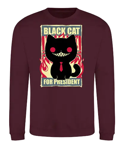Black Cat for President - Fire, Hell, Tie, Cat, Katze - Sweatshirt