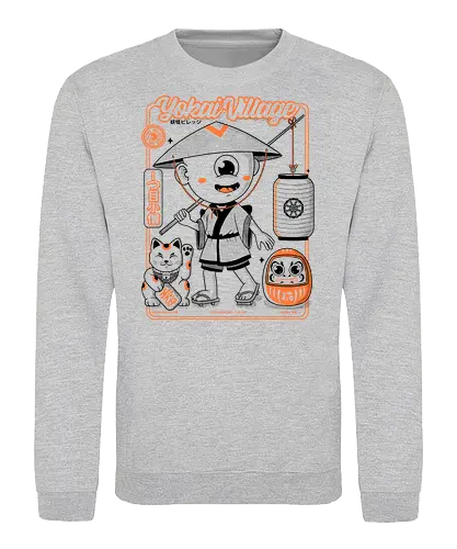 Yokai Village - yokai, spirit, lucky cat, daruma - Sweatshirt