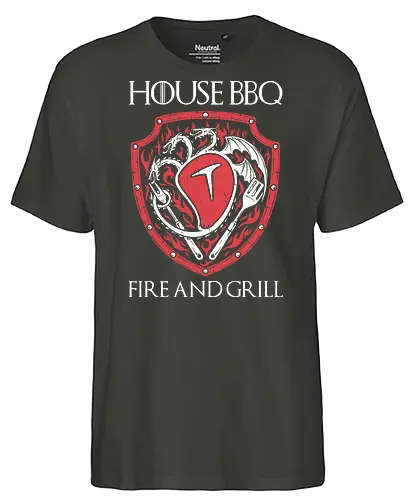 House BBQ - Dragon, Grill, Fire, TV, Throne - Fairtrade T-Shirt