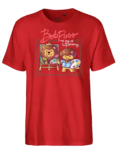 Bob Puss - bob ross, painting, happy little accident, cat, katze - Fairtrade T-Shirt