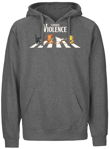 Choose Violence - cat, katze, capybara, goose, duck, abbey, road - Fairtrade Hoodie