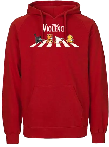 Choose Violence - cat, katze, capybara, goose, duck, abbey, road - Fairtrade Hoodie