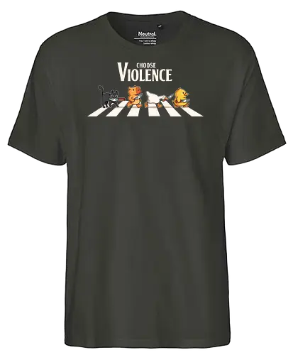 Choose Violence - cat, katze, capybara, goose, duck, abbey, road - Fairtrade T-Shirt