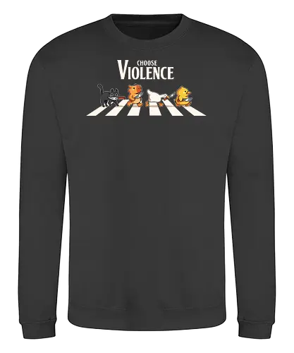 Choose Violence - cat, katze, capybara, goose, duck, abbey, road - Sweatshirt
