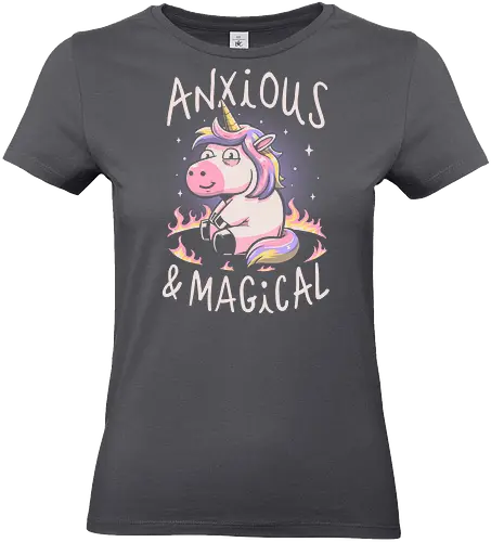 Anxious and Magical - Unicorn, Anxiety, Colorful, Magic - Standard T-Shirt (Women)