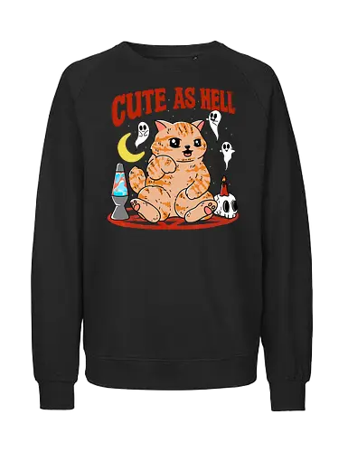 Cute as Hell - cat, katze, cute, süß, pentagram - Fairtrade Sweatshirt